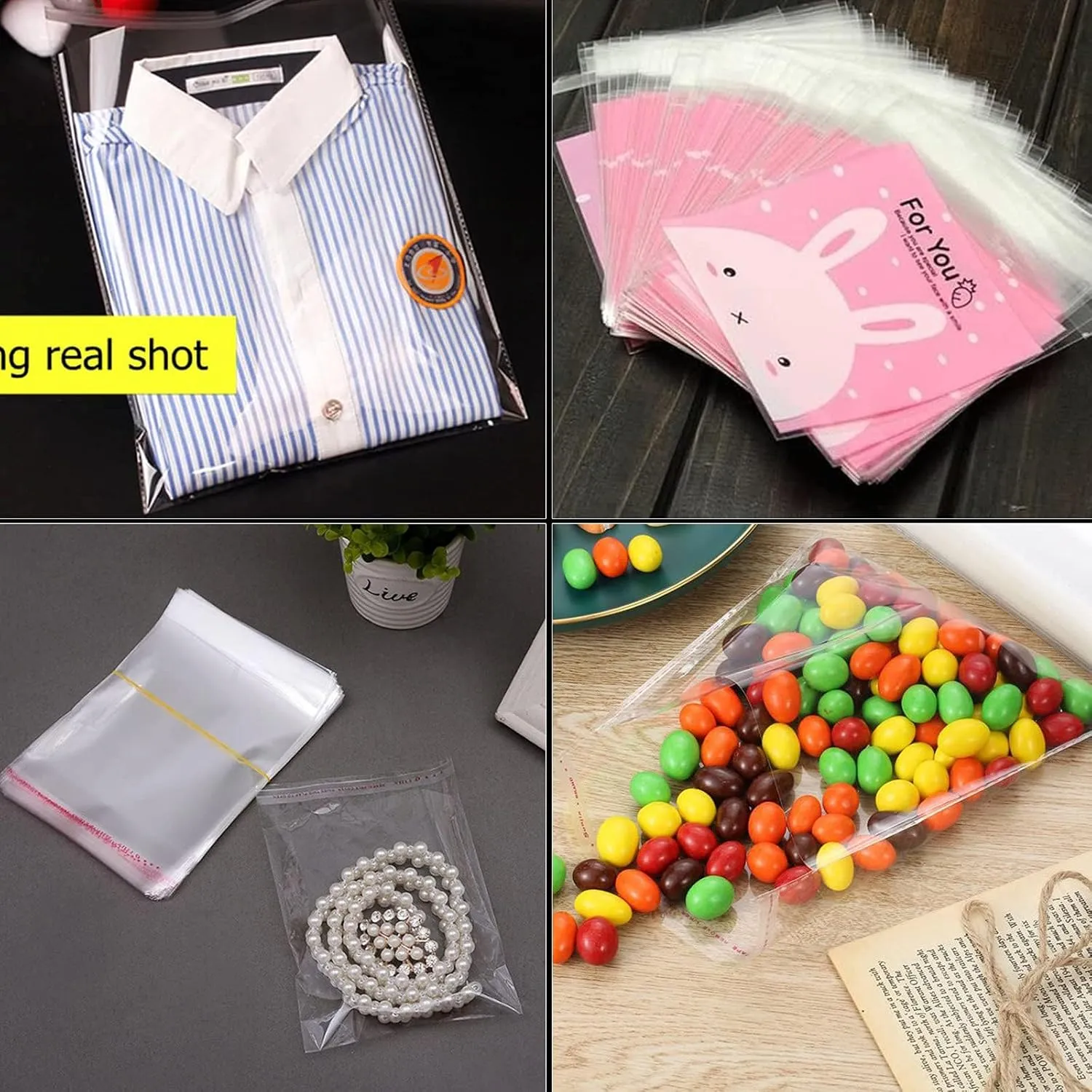 14" x 20" Large Resealable Cellophane Bags 800 pcs, Self Sealing Clear Bags for Packaging Products Self-adhesive Cello Bags for Clothes, T-shirts, Pants and Gifts