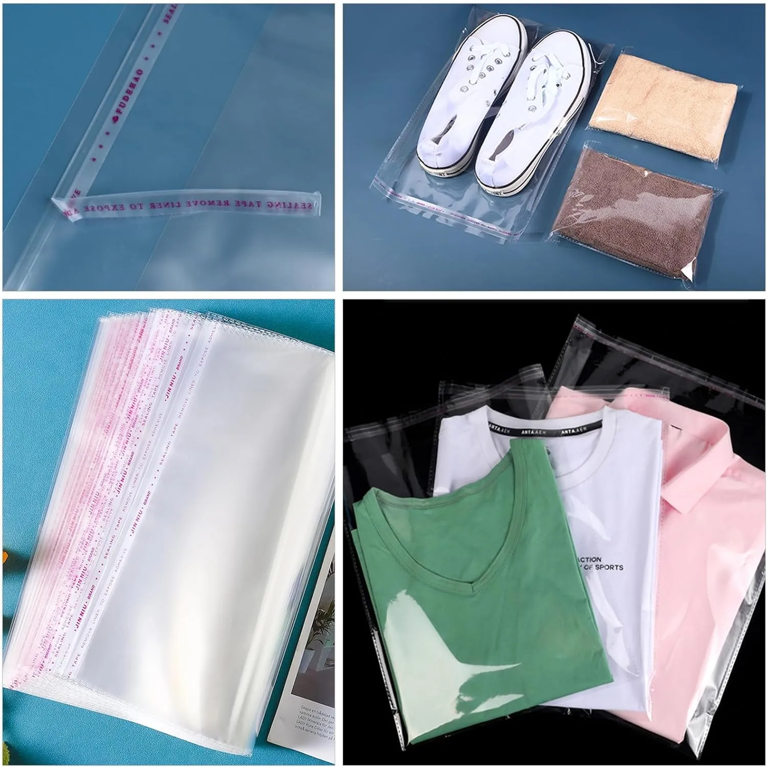 14" x 20" Large Resealable Cellophane Bags 800 pcs, Self Sealing Clear Bags for Packaging Products Self-adhesive Cello Bags for Clothes, T-shirts, Pants and Gifts