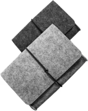 2 Pack Felt Bag Set Phone Pouch Passport Holder Electronics Accessories Case in Dark Grey Light Grey