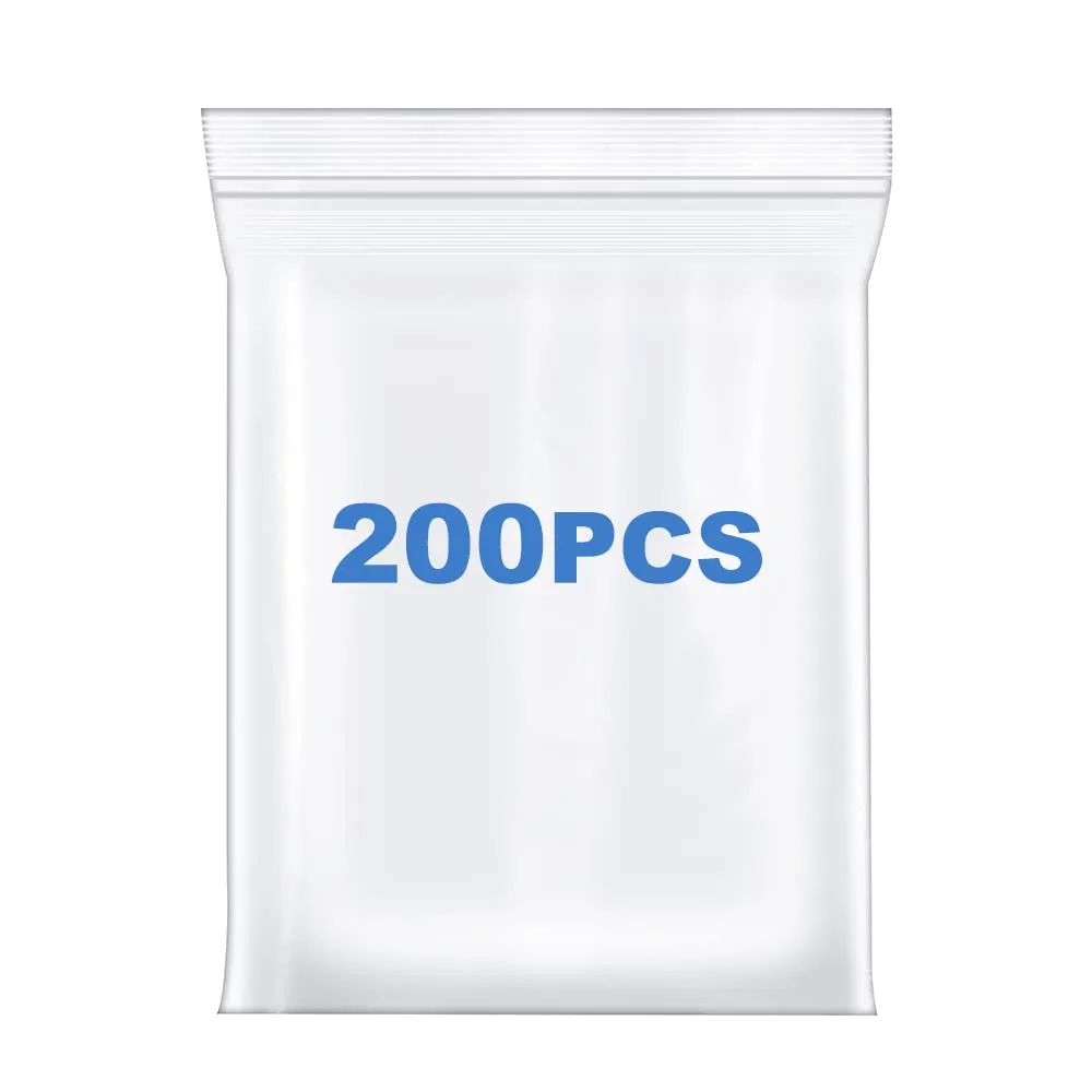 200 PCS 2" x 3" Thick 4 Mil Small Clear Zip Poly Bags Plastic Reclosable Zip Seal Lock Bags Heavy-Duty Necklace Ring Coin Beads Jewelry Pill Zipper Bag