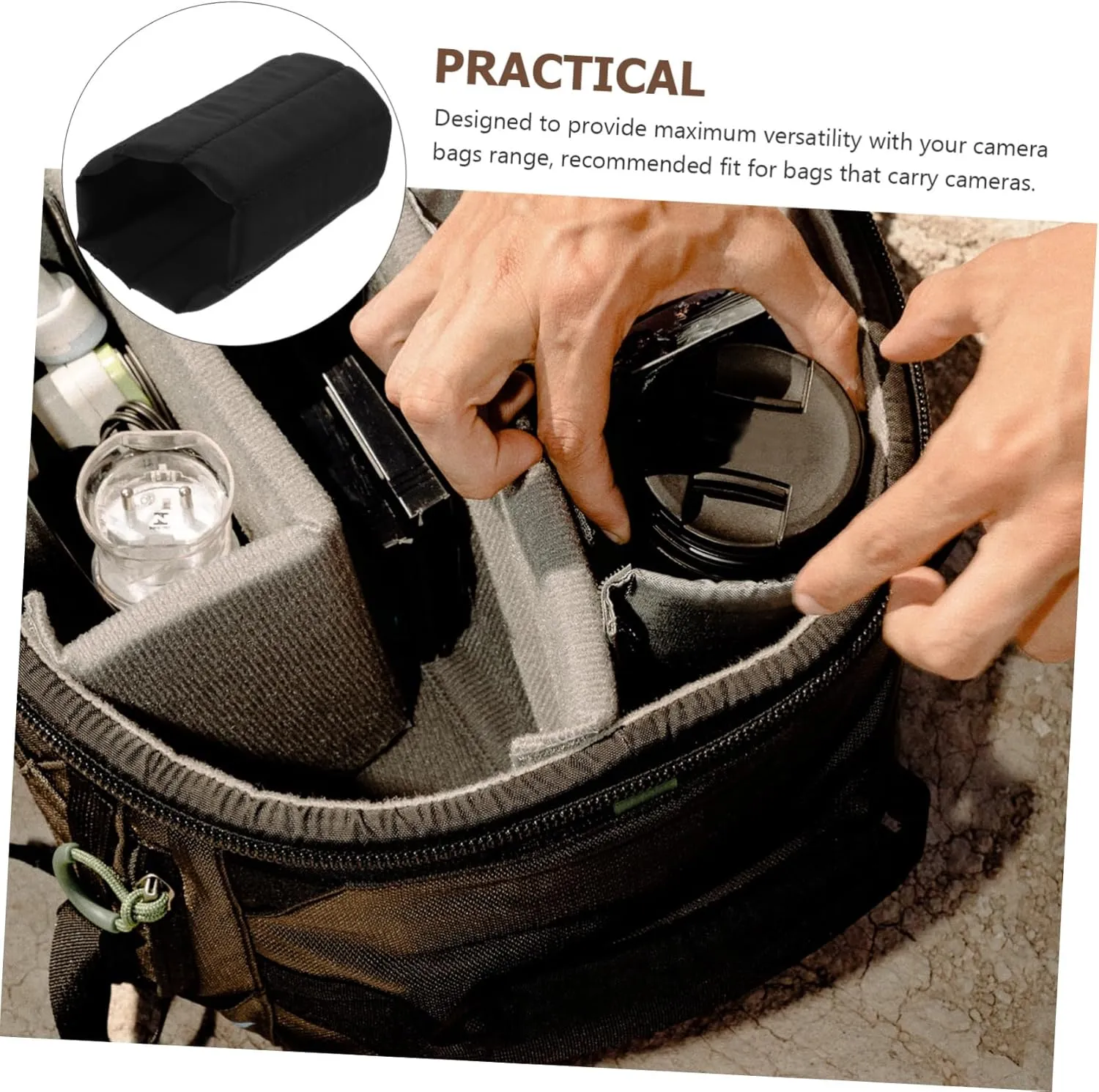 2pcs Camera Bag Divider Camera Bag Padded Dividers Camera Bag Accessories Dividers for Camera Bag Dividers for Bags Organizer Universal N Gray Suede Roller Partition Insert