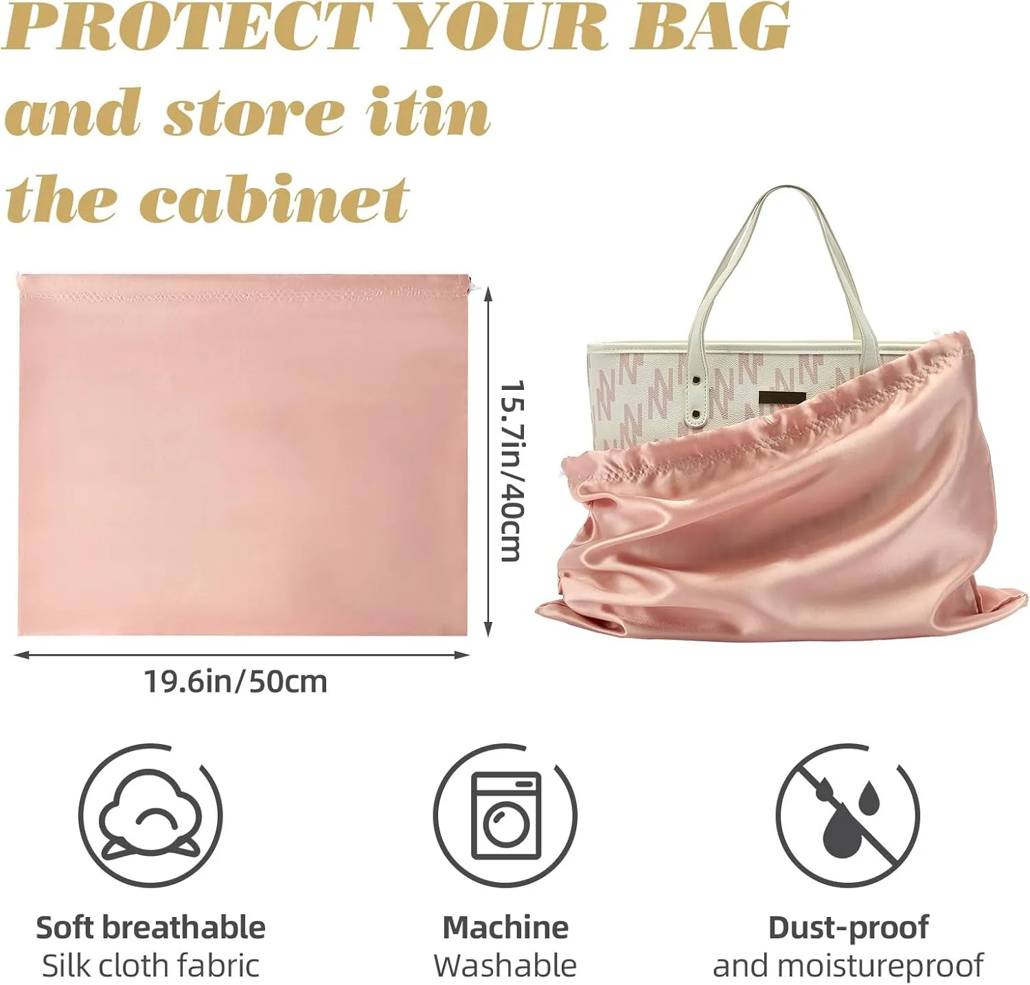 3 Pack Dust Bags for Purses and HandbagsSilk Purse Dust Bags for Storage With Drawstring Large Dust Bags for Handbag Dust Covers for Purse Shoes Boots