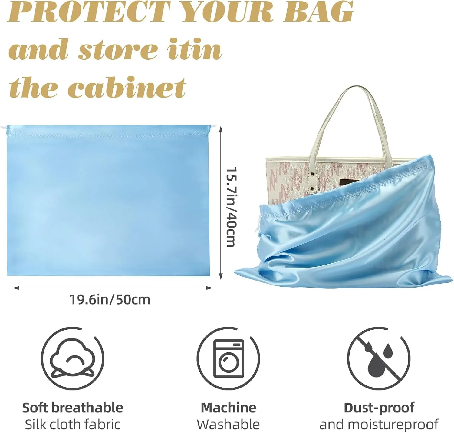 3 Pack Dust Bags for Purses and HandbagsSilk Purse Dust Bags for Storage With Drawstring Large Dust Bags for Handbag Dust Covers for Purse Shoes Boots