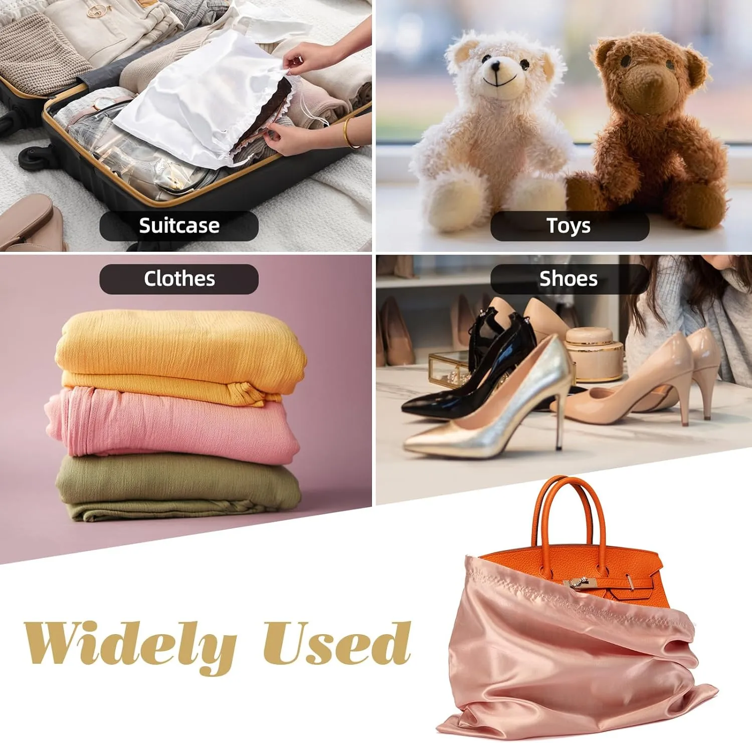 3 Pack Dust Bags for Purses and HandbagsSilk Purse Dust Bags for Storage With Drawstring Large Dust Bags for Handbag Dust Covers for Purse Shoes Boots