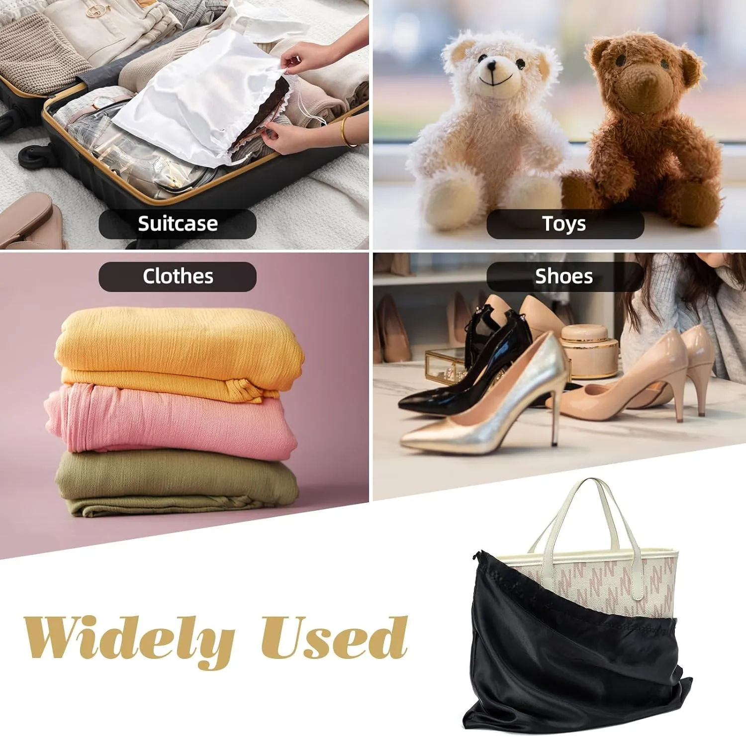 3 Pack Dust Bags for Purses and HandbagsSilk Purse Dust Bags for Storage With Drawstring Large Dust Bags for Handbag Dust Covers for Purse Shoes Boots