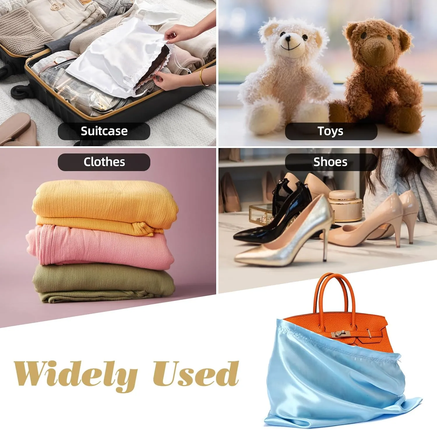 3 Pack Dust Bags for Purses and HandbagsSilk Purse Dust Bags for Storage With Drawstring Large Dust Bags for Handbag Dust Covers for Purse Shoes Boots
