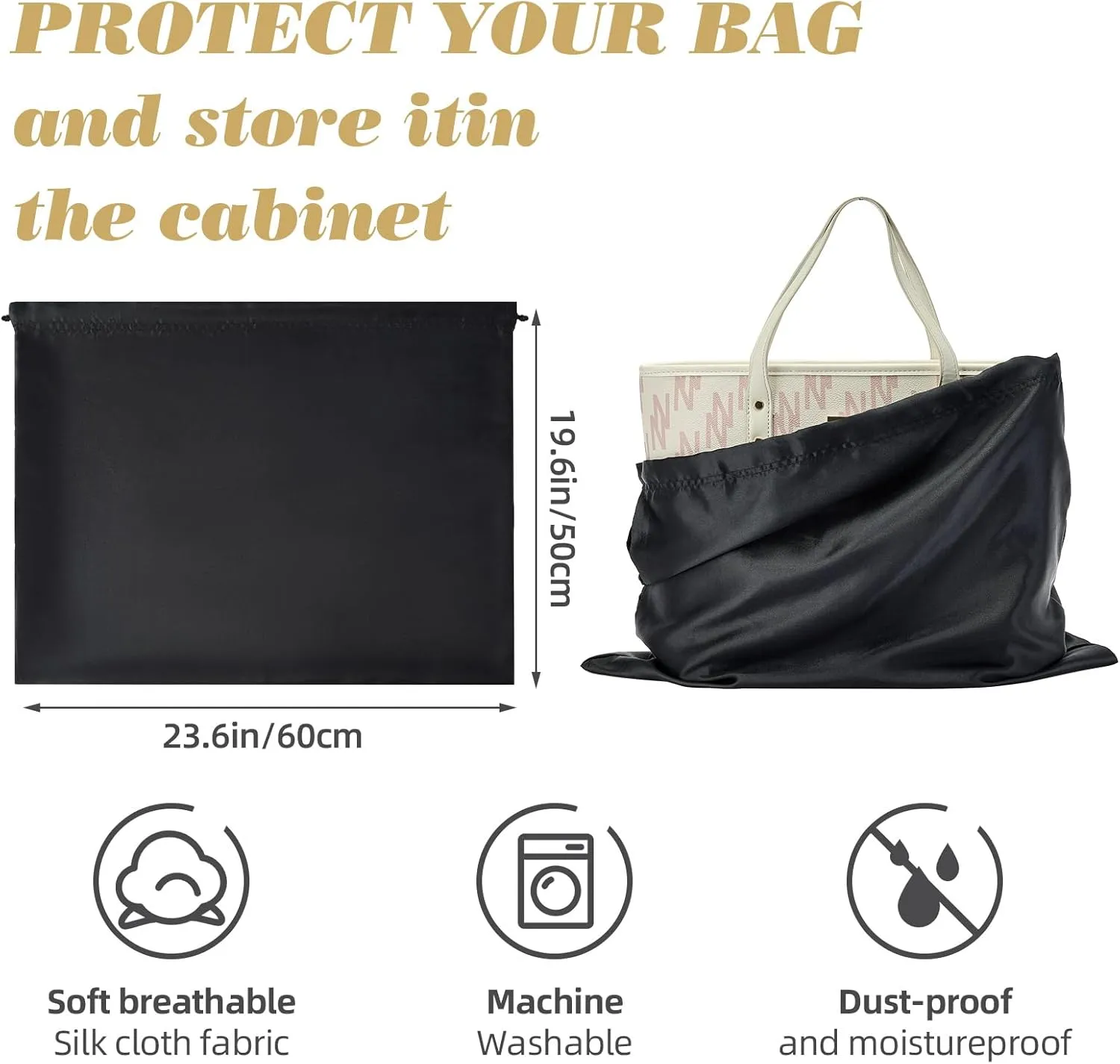 3 Pack Dust Bags for Purses and HandbagsSilk Purse Dust Bags for Storage With Drawstring Large Dust Bags for Handbag Dust Covers for Purse Shoes Boots
