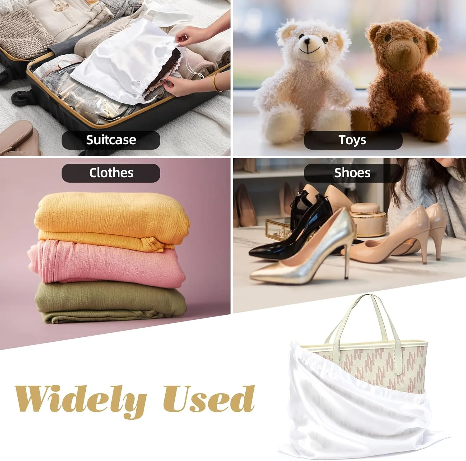3 Pack Dust Bags for Purses and HandbagsSilk Purse Dust Bags for Storage With Drawstring Large Dust Bags for Handbag Dust Covers for Purse Shoes Boots