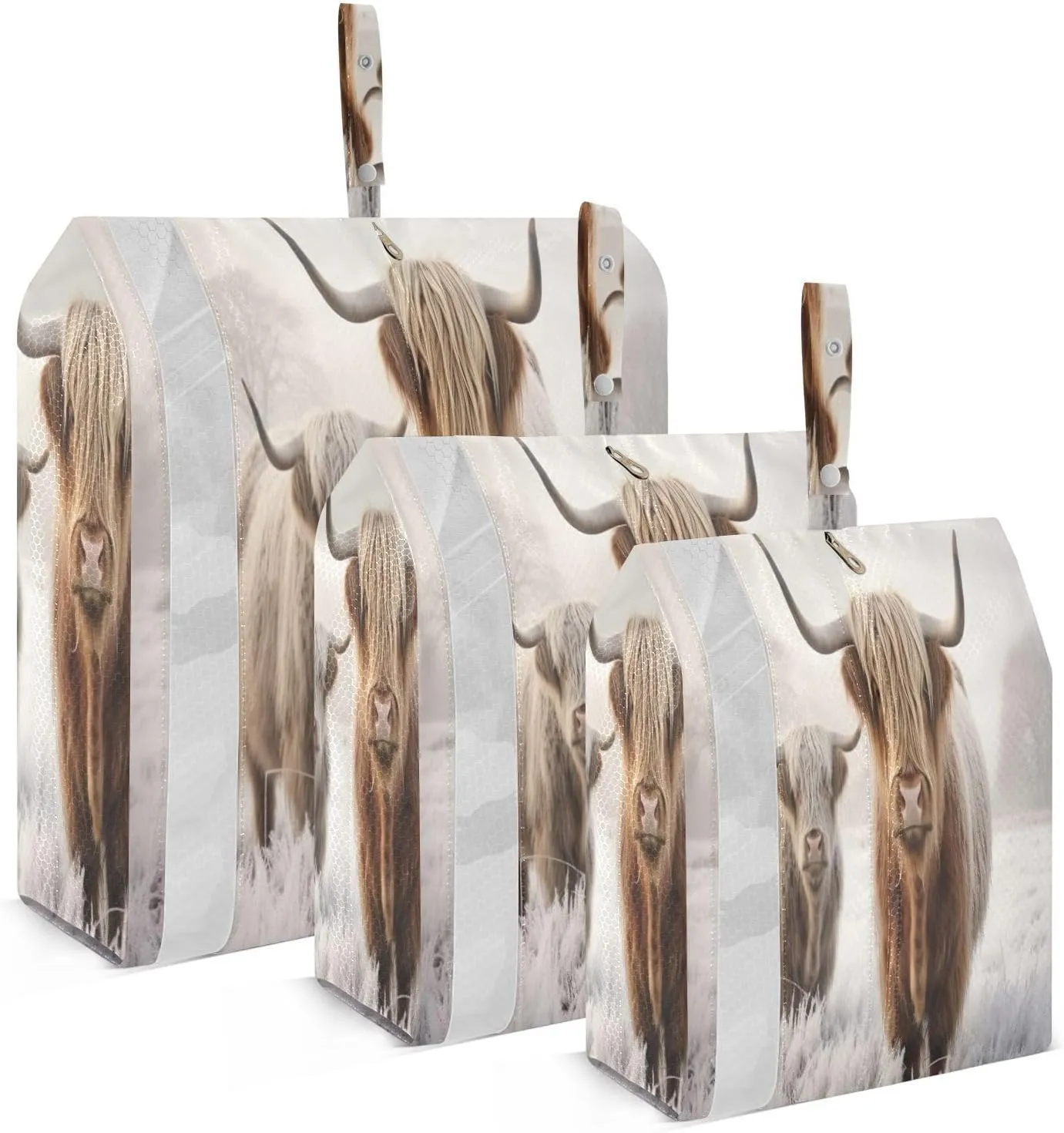3 Set Travel Packing Cubes Lightweight Foldable Highland Cattle Luggage Bags Organizers for Travel Accessories Travel Essentials