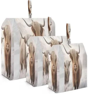 3 Set Travel Packing Cubes Lightweight Foldable Highland Cattle Luggage Bags Organizers for Travel Accessories Travel Essentials