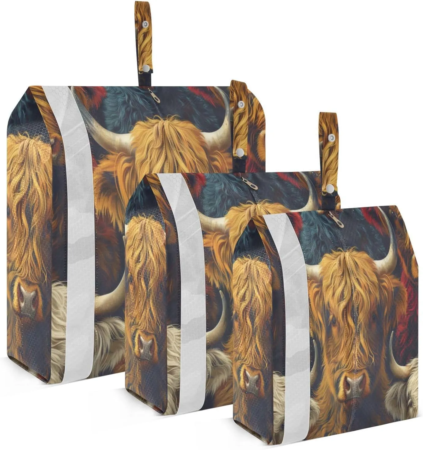 3 Set Travel Packing Cubes Lightweight Foldable Highland Cow Luggage Bags Organizers for Travel Accessories Travel Essentials