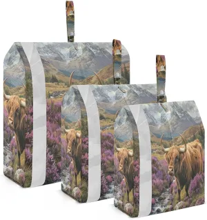 3 Set Travel Packing Cubes Lightweight Foldable Highland Cow Luggage Bags Organizers for Travel Accessories Travel Essentials