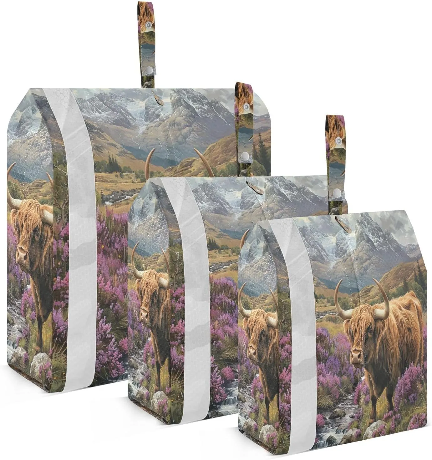 3 Set Travel Packing Cubes Lightweight Foldable Highland Cow Luggage Bags Organizers for Travel Accessories Travel Essentials