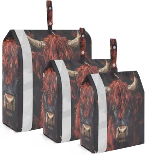 3 Set Travel Packing Cubes Lightweight Foldable Highland Cow Luggage Bags Organizers for Travel Accessories Travel Essentials