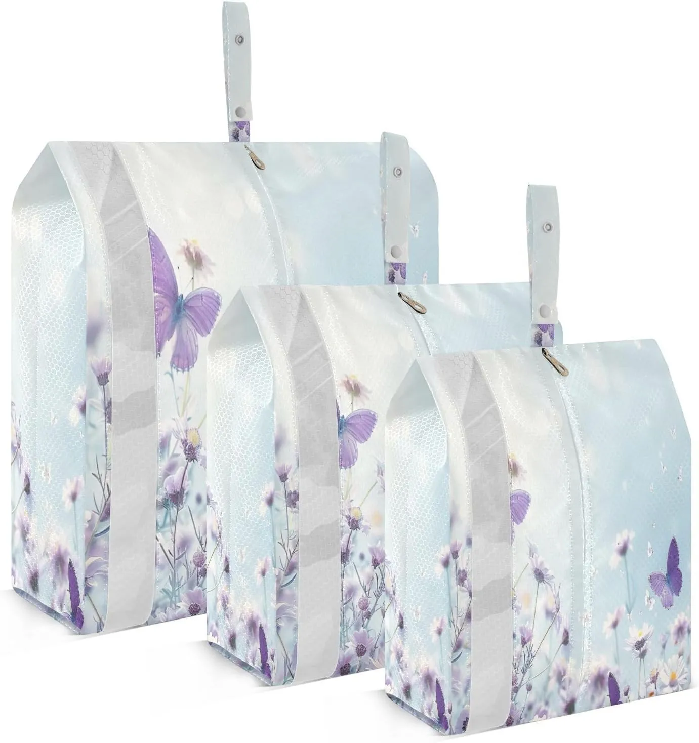 3 Set Travel Packing Cubes Lightweight Foldable Purple Butterflies Luggage Bags Organizers for Travel Accessories Travel Essentials