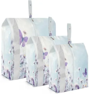 3 Set Travel Packing Cubes Lightweight Foldable Purple Butterflies Luggage Bags Organizers for Travel Accessories Travel Essentials