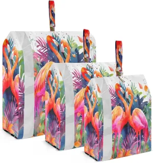 3 Set Travel Packing Cubes Lightweight Foldable Watercolor Flamingos Luggage Bags Organizers for Travel Accessories Travel Essentials