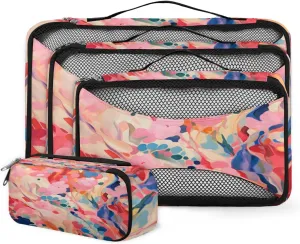 4 Set Packing Cubes for Suitcases, Travel Essentials for Carry on Luggage, Colorful Suitcase Organizers for Clothes Shoes Toiletries Travel Accessories in 4 Sizes - Tie Dyeing