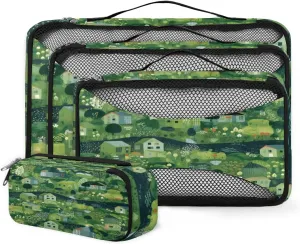 4 Set Packing Cubes for Suitcases, Travel Essentials for Carry on Luggage, Dreamy City Suitcase Organizers for Clothes Shoes Toiletries Travel Accessories in 4 Sizes - Graffiti City
