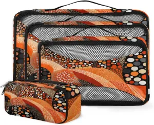 4 Set Packing Cubes for Suitcases, Travel Essentials for Carry on Luggage, Ethnic Pattern Suitcase Organizers for Clothes Shoes Toiletries Travel Accessories in 4 Sizes - Watercolor Explosion