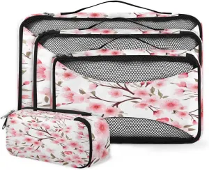 4 Set Packing Cubes for Suitcases, Travel Essentials for Carry on Luggage, Fantastic Flowers Suitcase Organizers for Clothes Shoes Toiletries Travel Accessories in 4 Sizes - Lively Flowers