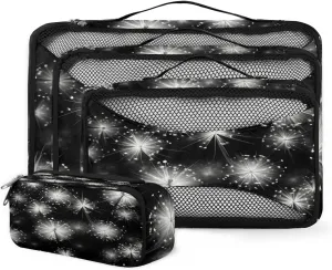 4 Set Packing Cubes for Suitcases, Travel Essentials for Carry on Luggage, Retro Dandelion Suitcase Organizers for Clothes Shoes Toiletries Travel Accessories in 4 Sizes - Mystical Dandelion