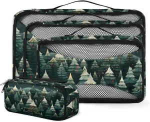 4 Set Packing Cubes for Suitcases, Travel Essentials for Carry on Luggage, Xmas Tree Suitcase Organizers for Clothes Shoes Toiletries Travel Accessories in 4 Sizes - Graffiti Tree