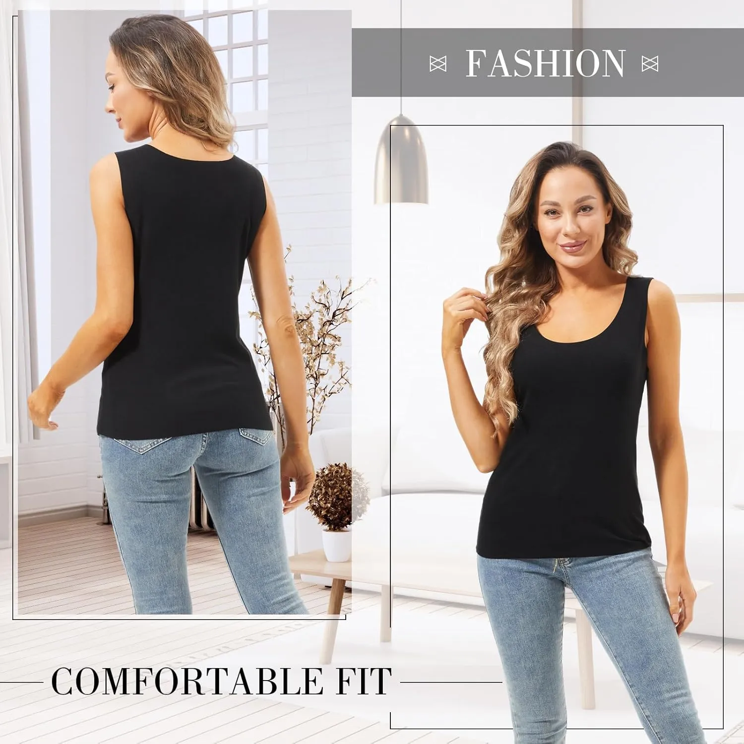 6 Pcs Thermal Tank Tops Women Underwear Tops Sleeveless Undershirt Cotton Camisole Warm Base Layer for Women
