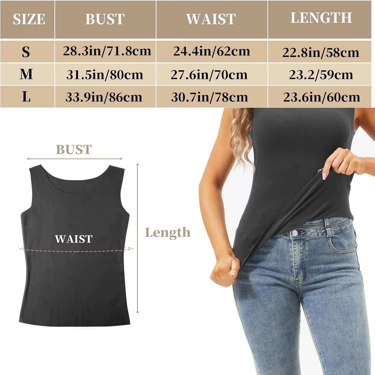 6 Pcs Thermal Tank Tops Women Underwear Tops Sleeveless Undershirt Cotton Camisole Warm Base Layer for Women