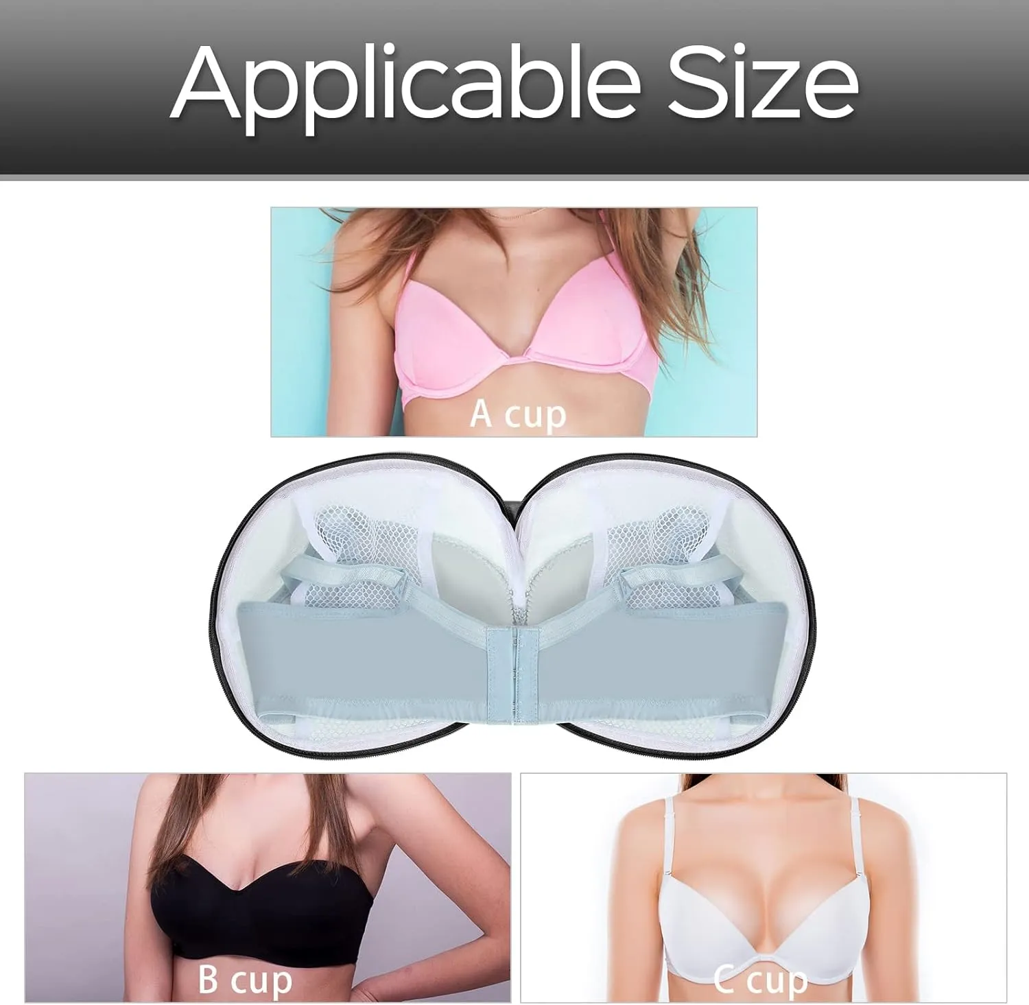 6 Pieces Bra Washing Bag for Laundry Mesh Wash Lingerie Underwear Brassiere Washing Bags with Zipper for Women Laundry Storage(Black)