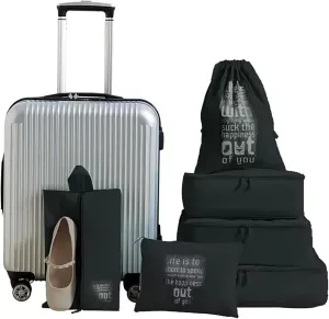 6Pcs Packing Cubes for Travel Accessories, Foldable Essentials Suitcase Organizer,Lightweight Mesh Luggage Storage Bag (Black)