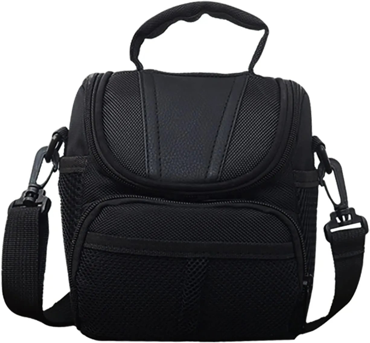 Accessories Adjustable Strap SLR DSLR Carry Shoulder Case Photography Black Camera Bag Nylon Zipper Pocket (Black 1)