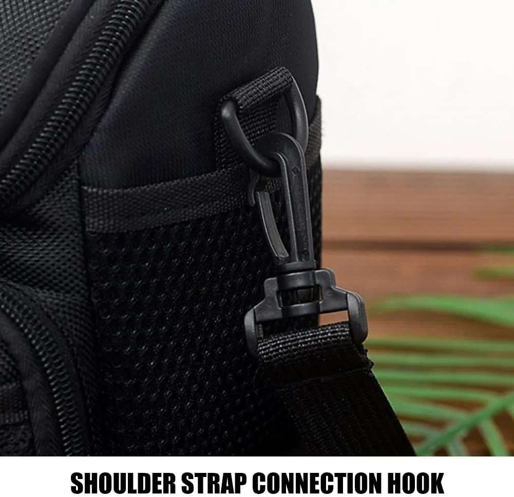 Accessories Adjustable Strap SLR DSLR Carry Shoulder Case Photography Black Camera Bag Nylon Zipper Pocket (Black 1)