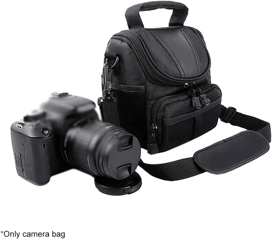 Accessories Adjustable Strap SLR DSLR Carry Shoulder Case Photography Black Camera Bag Nylon Zipper Pocket (Black 1)