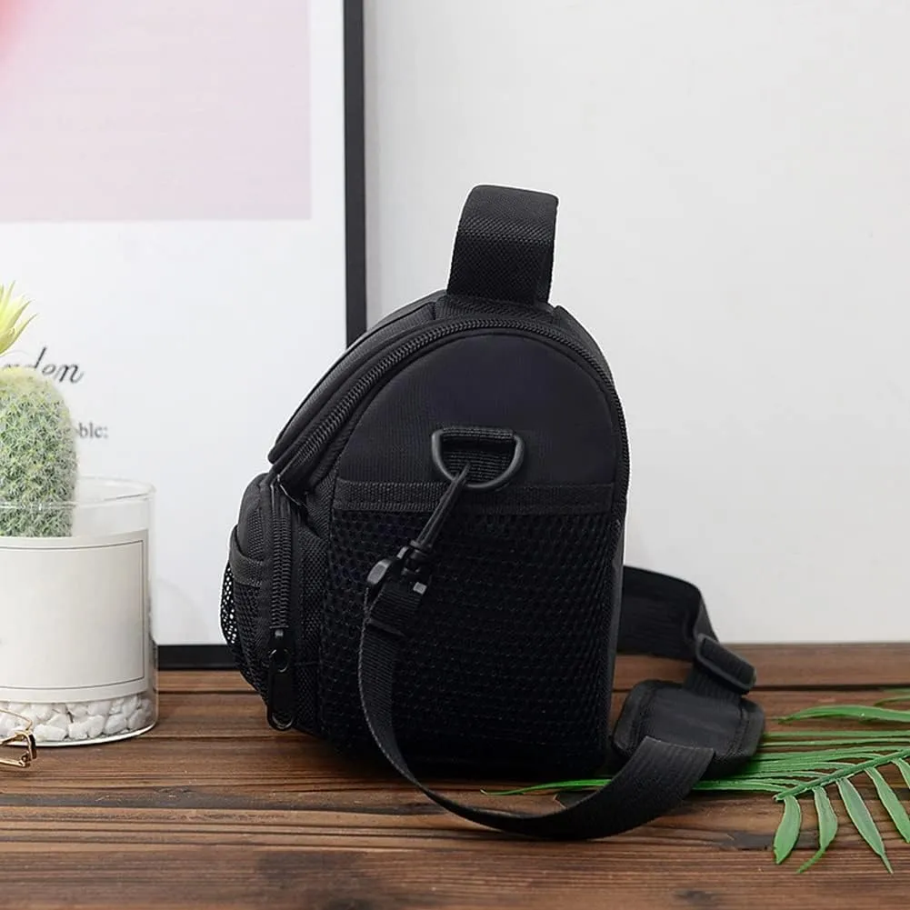 Accessories Adjustable Strap SLR DSLR Carry Shoulder Case Photography Black Camera Bag Nylon Zipper Pocket (Black 1)