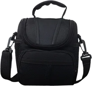 Accessories Adjustable Strap SLR DSLR Carry Shoulder Case Photography Black Camera Bag Nylon Zipper Pocket (Black 1)