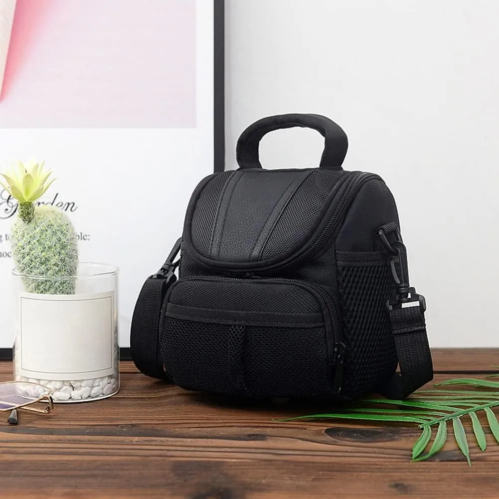 Accessories Adjustable Strap SLR DSLR Carry Shoulder Case Photography Black Camera Bag Nylon Zipper Pocket (Black 1)