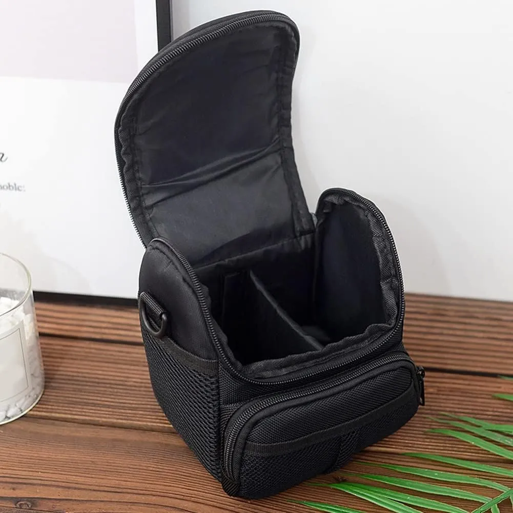 Accessories Adjustable Strap SLR DSLR Carry Shoulder Case Photography Black Camera Bag Nylon Zipper Pocket (Black 1)