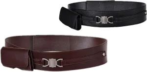 Adult Medieval Knight Leather Belt Costume Renaissance Steampunk Belts Waist Bag Halloween Accessories for Men (Black, Small)