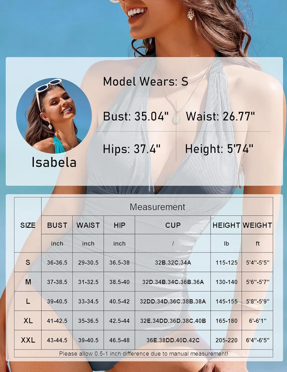 AI'MAGE Bathing Suit for Women Tummy Control Women's Sexy One Piece Swimsuit Adjustable Halter V Neck Swimwear for Women 2025