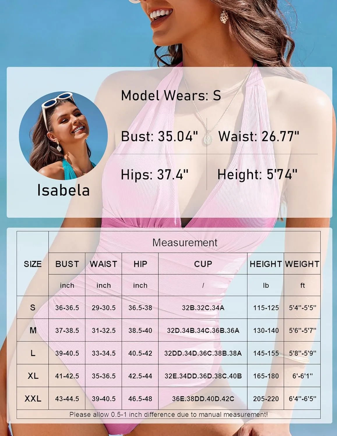 AI'MAGE Bathing Suit for Women Tummy Control Women's Sexy One Piece Swimsuit Adjustable Halter V Neck Swimwear for Women 2025