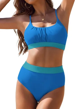 AI'MAGE Bikini Sets for Women High Waisted 2025 Two Piece Swimsuits Sporty Color Block Bathing Suit S-XXL