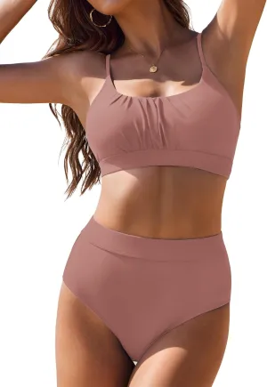 AI'MAGE Bikini Sets for Women High Waisted 2025 Two Piece Swimsuits Sporty Color Block Bathing Suit S-XXL
