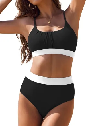 AI'MAGE Bikini Sets for Women High Waisted 2025 Two Piece Swimsuits Sporty Color Block Bathing Suit S-XXL