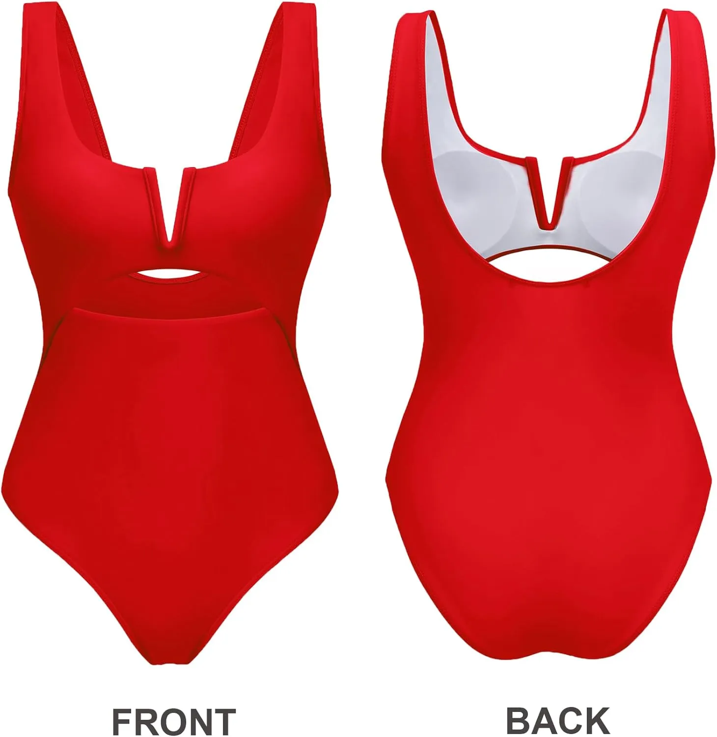 AI'MAGE Womens One Piece Swimsuits Tummy Control Bathing Suit 2025 Cutout High Waisted V Neck Monokini Swimwear