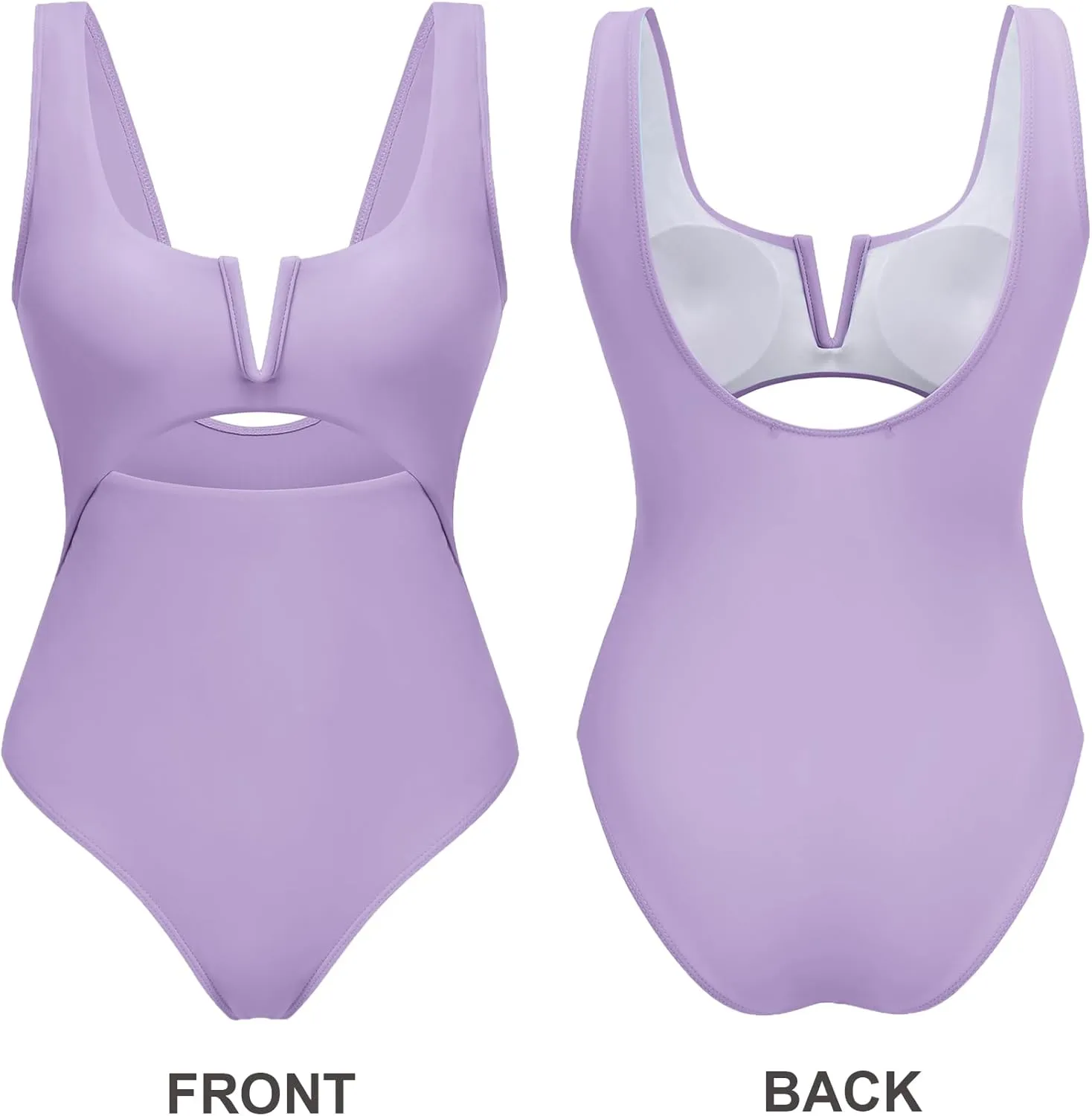 AI'MAGE Womens One Piece Swimsuits Tummy Control Bathing Suit 2025 Cutout High Waisted V Neck Monokini Swimwear