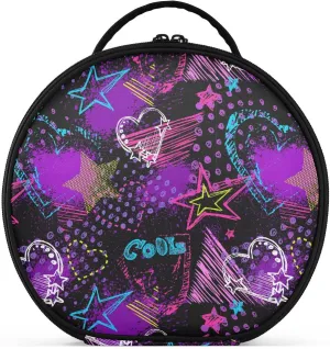 ALAZA Abstract Hearts Triangles Stars Sprays Grunge Neon Travel Makeup Train Case Makeup Cosmetic Case with Adjustable Dividers