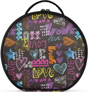 ALAZA Bright Colorful Hearts Words and Geometric Travel Make Up Organizer Cosmetic Brush Bags Case