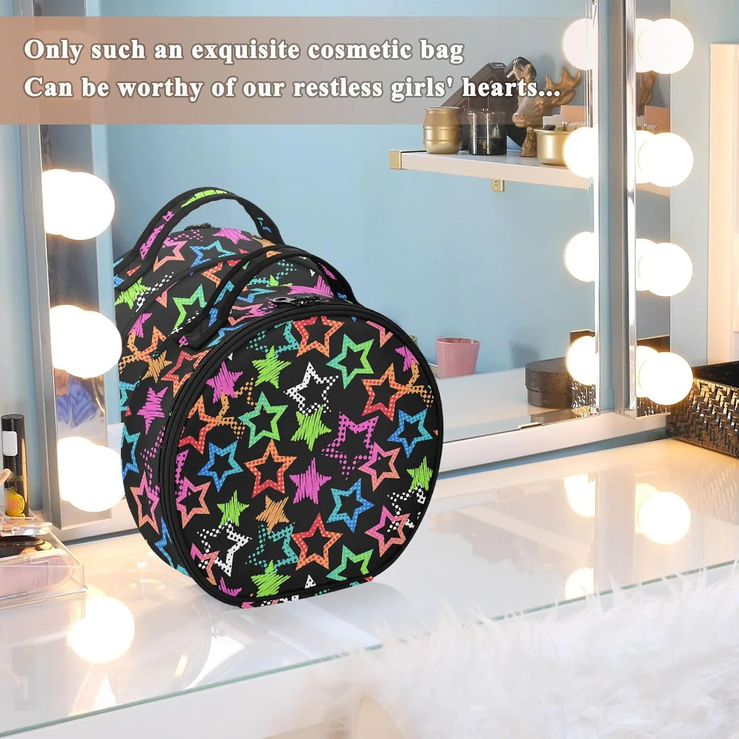 ALAZA Bright Starts Seamless Toiletry Bag Travel Makeup Case Organizer for Women