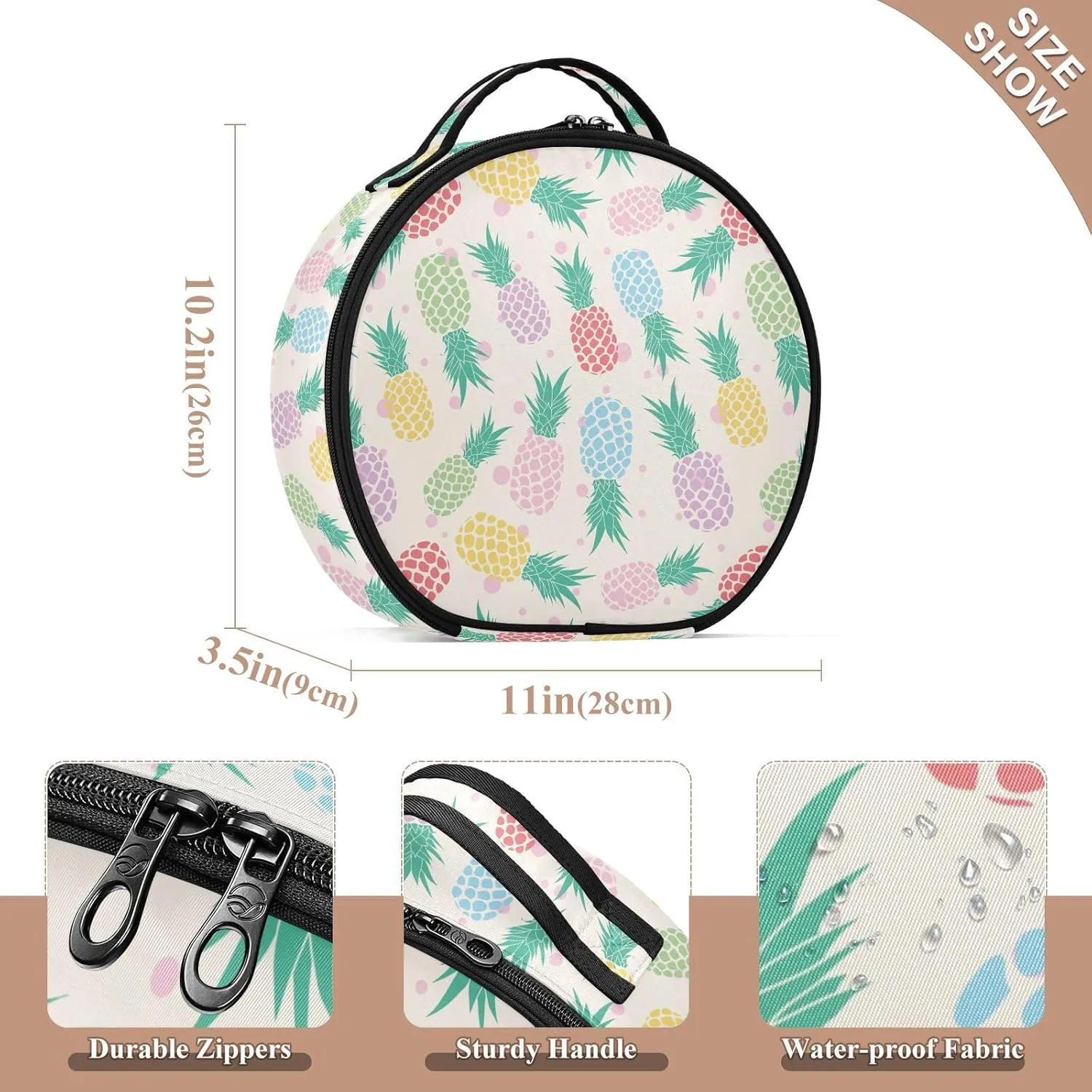 ALAZA Colorful Pineapple Fruit Portable Cosmetic Bag Large Capacity Makeup Bags